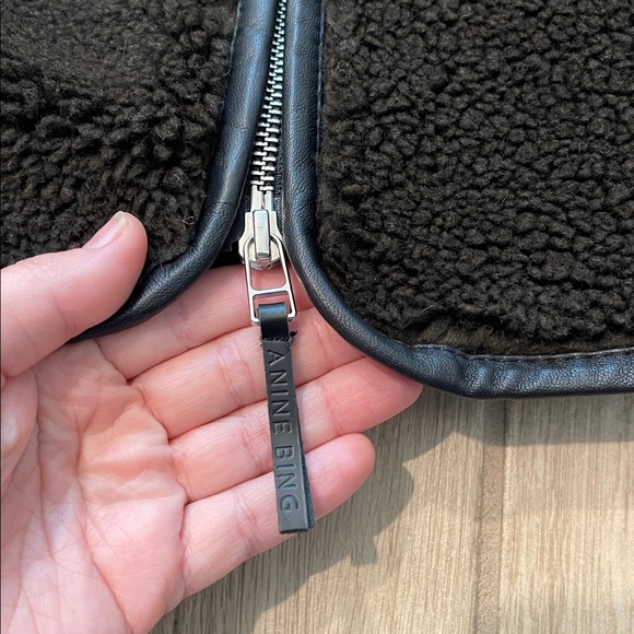 Anine Bing Ryder Full Zip Sherpa Teddy Brown Oversized Jacket Sz XS - Picture 10 of 14